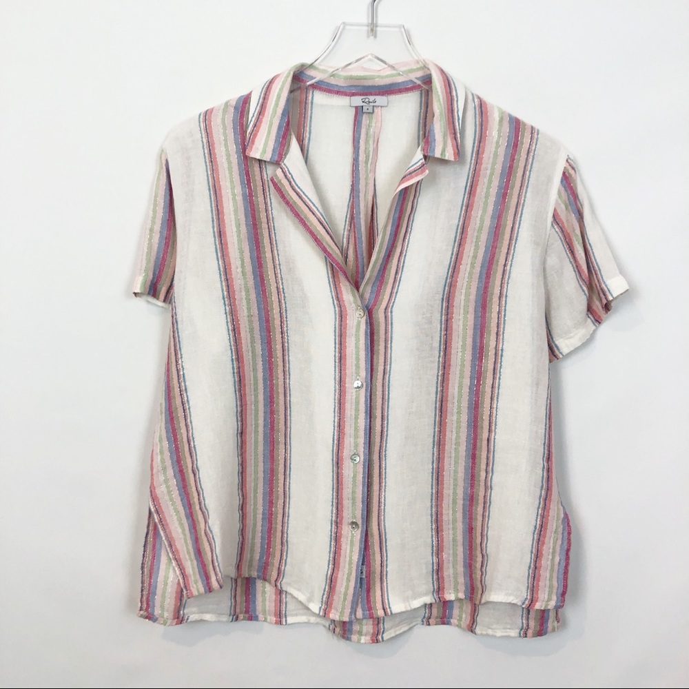 Rails Zuma Havana Stripe Metallic Button Down S - image 5